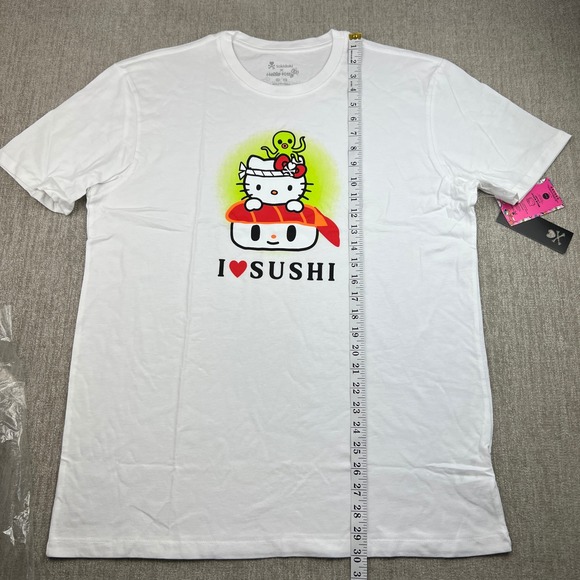 Tokidoki x Hello Kitty I Heart Sushi Graphic T Shirt Mens XL White Basic Tee New - Picture 8 of 10